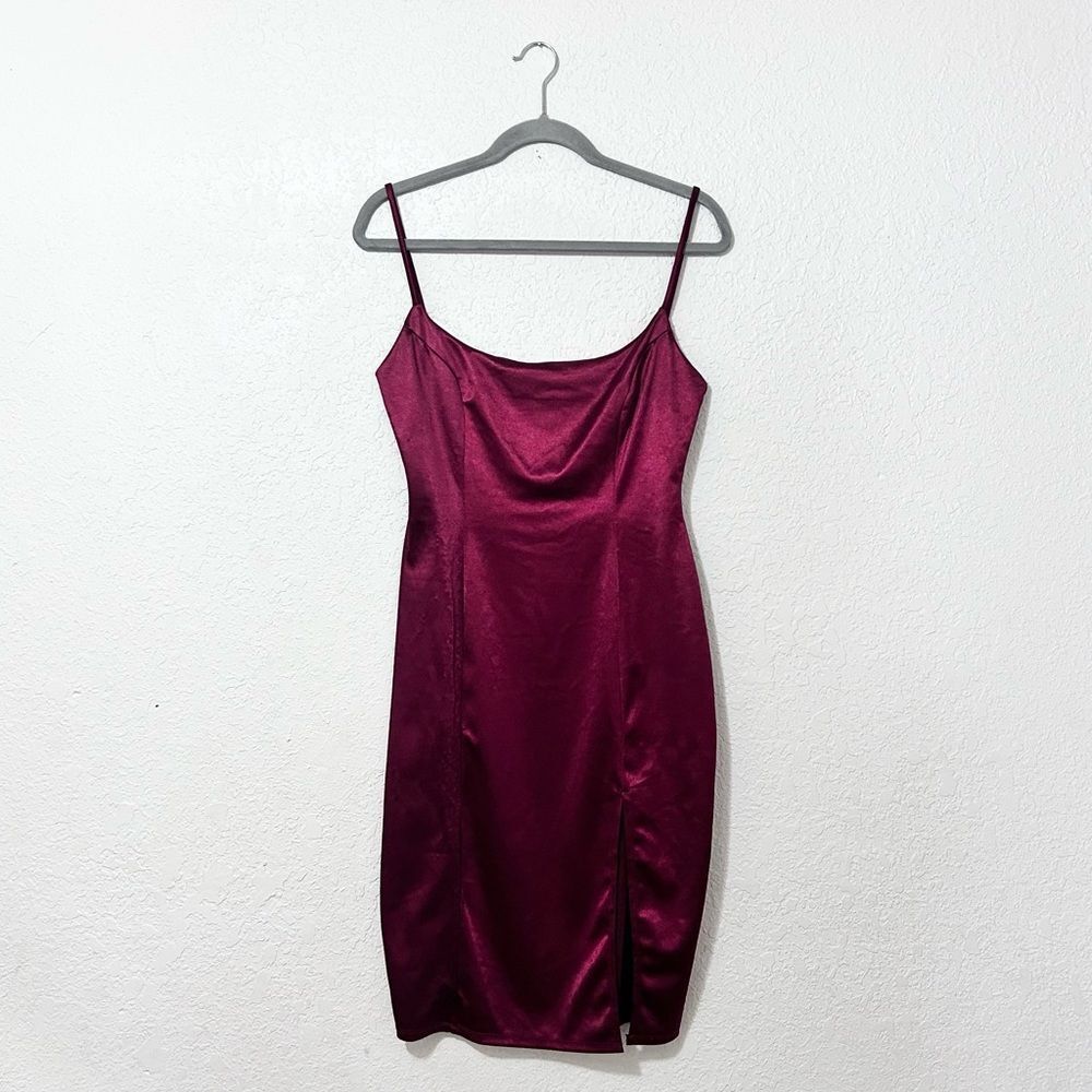 Silky maroon dress